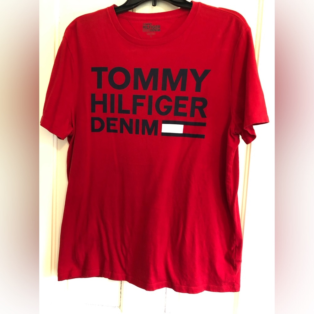 Tommy Hilfiger Red Tee with Black Logo Print
